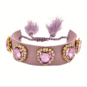 Lavender Heart Crystal Adjustable Bracelet - Unbranded